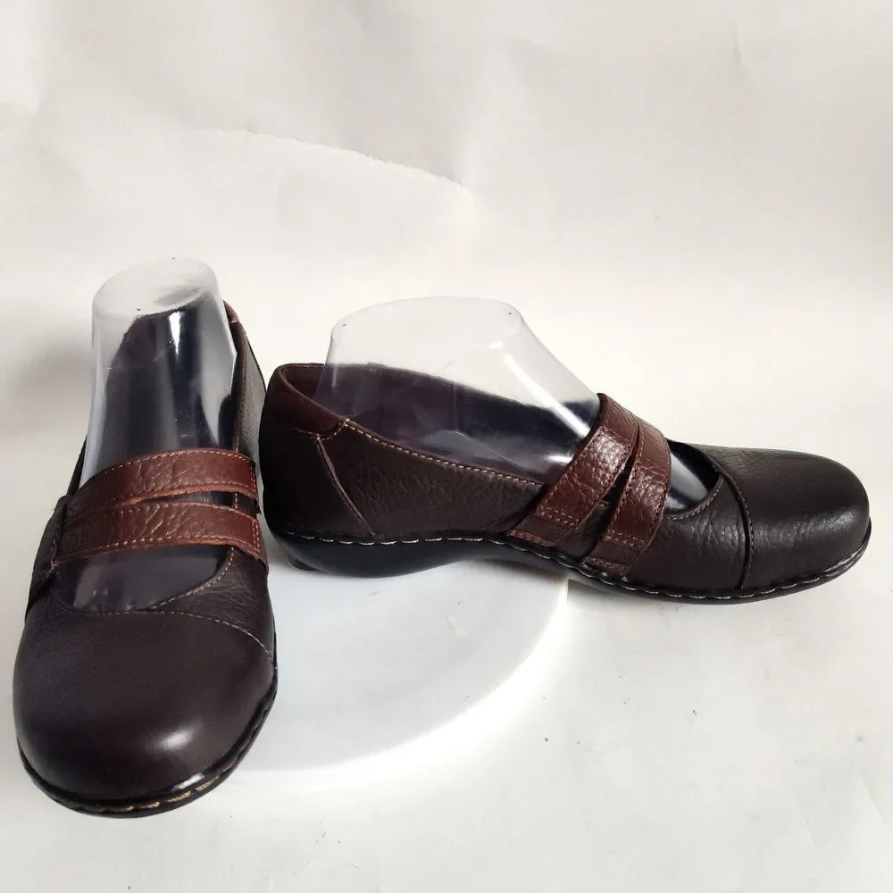 Clarks Loafers Womens 7.5 Brown‎ Ashland Twist Mary Jane Leather Slip-on Comfort